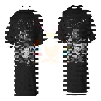 Libros De Café Con Gatos Y Chocolate Divertidos Amantes Del Café Y Gatos Negros Camiseta unisex - Regaloses