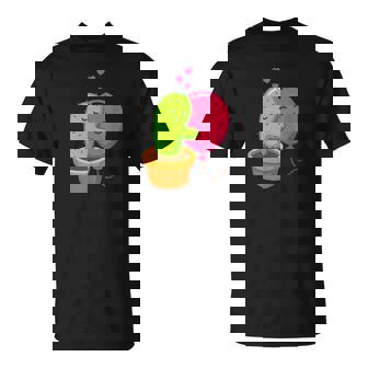 Linda De Caricatura De Cactus Y Globo Abrazar Amor Camiseta unisex - Regaloses