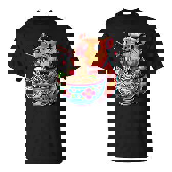 Lindo Kawaii Capibara Comiendo Ramen Japonés Anime Camiseta unisex - Regaloses