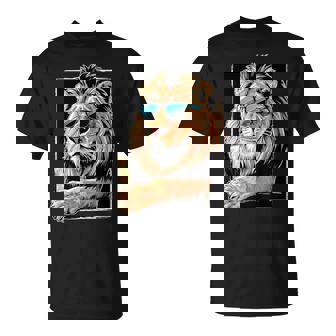 Lion Safari Sunglasses Lion T-Shirt - Monsterry