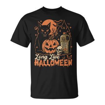 Long Live Halloween Pumpkin Halloween Black Cat T-Shirt - Thegiftio UK