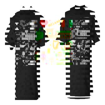 I Love Ireland。手描きアイルランドのランドマーク、旗、地図 Tシャツ - Kawaiitshirt