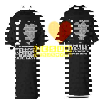I Love Jesus Waffle Heart Christian Breakfast T-Shirt | Seseable FR