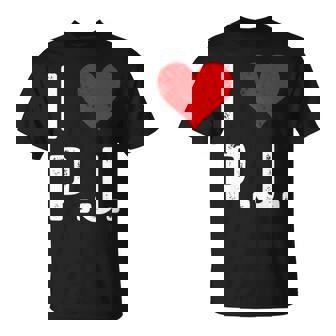 I Love Pj PJ ハート アンティーク調 長袖tシャツ Tシャツ - Kawaiitshirt