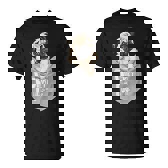 Love Pugs かっこいいポケットパグ ペット 犬 グラフィックデザイン Tシャツ - Kawaiitshirt