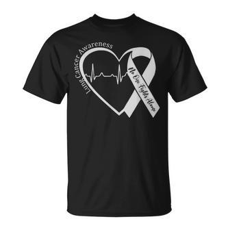 Lung Cancer Awareness Heart White Ribbon Support T-Shirt - Thegiftio UK