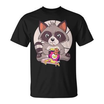Lustiger Waschbär Freund Isst Junk Food Pizza Müll Meme T-Shirt - Geschenkecke