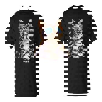 Lustiges Katzen Für Katzenliebhaber Mitonnenbrille T-Shirt - Geschenkecke