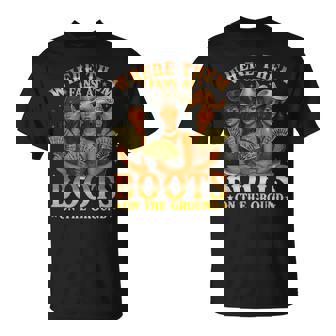 Where Them Fan At Boots On The Ground Black Western Cowgirl T-Shirt - Thegiftio