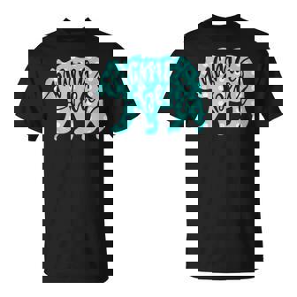 Mama Bear Polka Dot Print Momma Mom Bear Teal T-Shirt - Monsterry