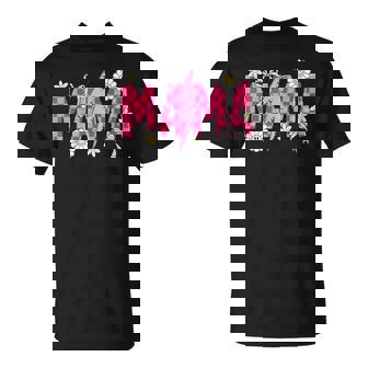 Mama Pink Checkered Flowers Coquette Bow Groovy Mother's Day T-Shirt - Monsterry