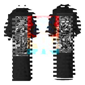 Mapache Retro Rock Música Hombres Niños Es Divertido Mapacheintage Camiseta unisex - Regaloses