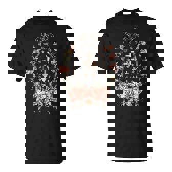 Marian Catholic Virgin Mary Marian Floral Cross Religious T-Shirt | Mazezy