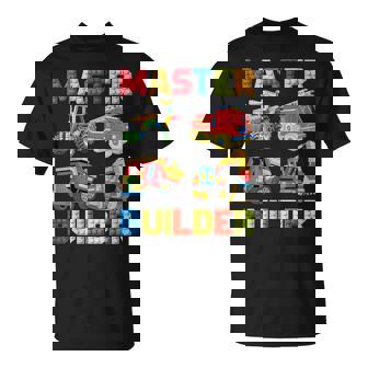 Master Builder Toys Excavator Fire Truck Tractor Dump Truck T-Shirt - Thegiftio UK