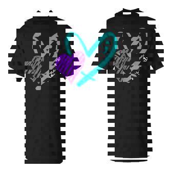 You Matter Teal And Purple Heart Semicolon Mental Health T-Shirt | Mazezy