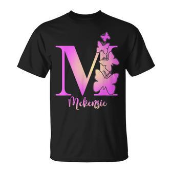 Mckenzie Lindo Personalizado Mariposa Personalizado Niños Niñas Nombre Camiseta unisex - Regaloses