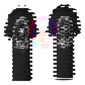 Melanin Afro African Happy 4Th Of July Black Girl Us Flag T-Shirt - Thegiftio UK