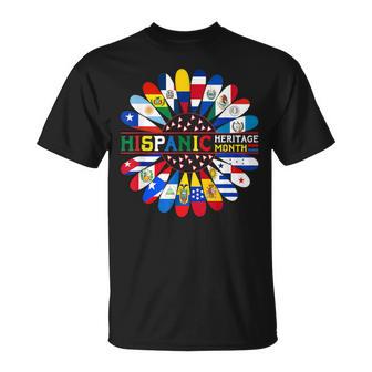 Mes De La Herencia Hispana Campos Latinos Banderas Girasol Camiseta unisex - Regaloses