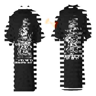 Messy Bun Coffee Never Better Skeleton Coquette Bow T-Shirt | Seseable CA