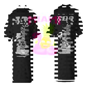Miami Florida Flamant Rose Ananasacation T-Shirt - Cadeauxyz