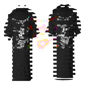 Mignon Dia De Los Muertos Guitare Mexicainequelette Enucre Pour Enfants T-Shirt - Cadeauxyz