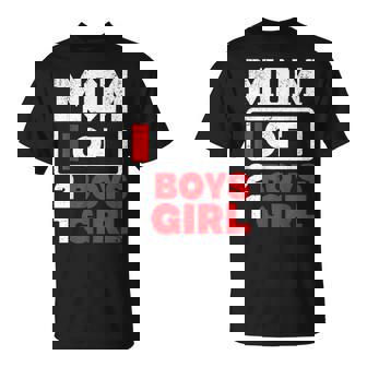 Mom Of 2 Boys And 1 Girl Battery Low Mother's Day T-Shirt - Monsterry
