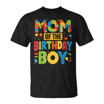 Mom Of The Birthday Boy Building Block Birthday Party T-Shirt - Thegiftio