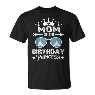 Mom Of The Birthday Princess Pastel Castle Family Matching T-Shirt - Thegiftio UK
