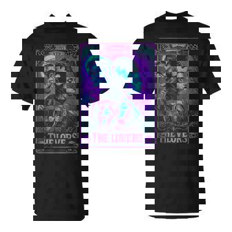 The Monster Frankenstein And Bride The Lovers Tarot Card T-Shirt - Monsterry