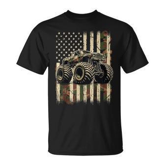Monster Truck Usa Flag 4Th July T-Shirt - Thegiftio UK