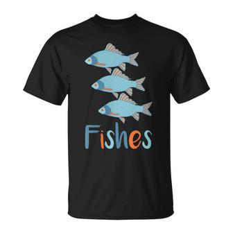 Motif Fond De Poisson Bleu Et Orange T-Shirt - Cadeauxyz