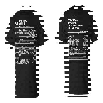 Nana Nutrition Facts Grandma T-Shirt - Monsterry