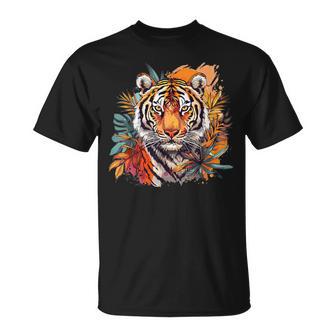Niedlicher Tiger Mit Blumen I Ästhetischer Tiger T-Shirt - Geschenkecke