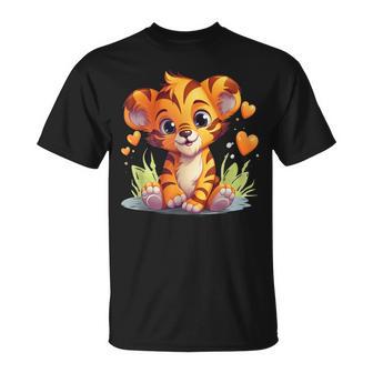 Niedlicher Tiger Mit Herzen I Tiger T-Shirt - Geschenkecke