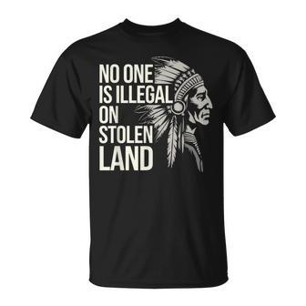 No One Is Illegal On Stolen Land Native Americans Vintage T-Shirt - Thegiftio UK