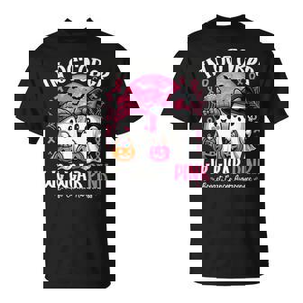 In October We Wear Pink Ghost Witch Breast Cancer Awareness T-Shirt | Mazezy