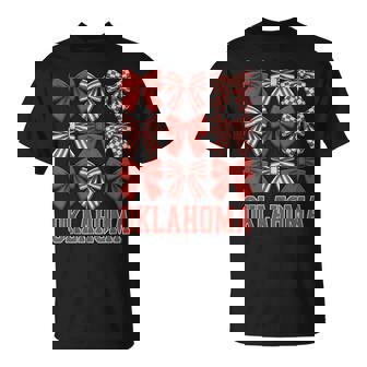 Oklahoma Ok Toddler Girls Coquette Bow State Pride T-Shirt | Mazezy