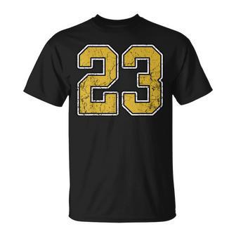 Old Gold Black White Sports Number 23 Jersey Uniform Player T-Shirt - Thegiftio UK