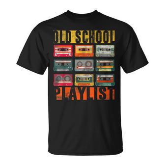 Old School Playlist Retro 80S 90S Cassette Tape Music T-Shirt - Thegiftio UK
