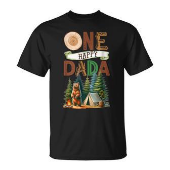 One Happy Dada Camper First Birthday Camping Bear Mother T-Shirt - Thegiftio