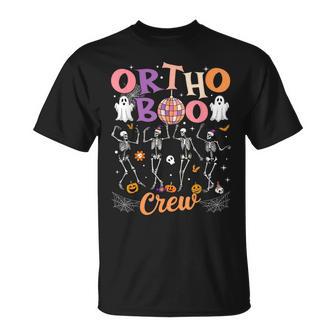 Ortho Orthopedic Halloween Boo Crew Skeleton Dancing Nurse T-Shirt - Thegiftio