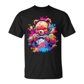 Ours Gamer Adolescent Cadeau Gamer Jeuxidéos Geek T-Shirt - Cadeauxyz