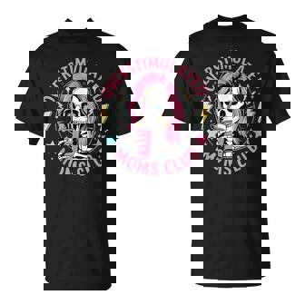 Overstimulated Moms Club Mother's Day Skull Messy Mom Life T-Shirt | Mazezy