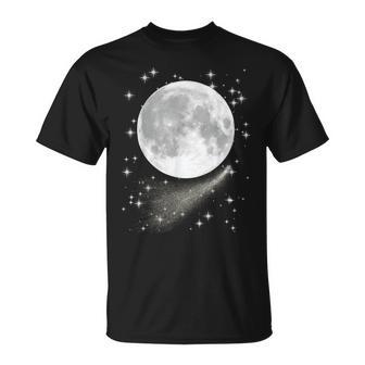 Paisaje Lunar Con Luna Llena Estrellas Y Cometa Camiseta unisex - Regaloses
