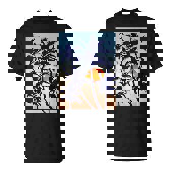 Palmier Coucher De Soleil Plage Tropicale T-Shirt - Cadeauxyz