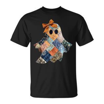 Patchwork Quilter Fall Ghost Bow Quilt Block Autumn Quilting T-Shirt - Thegiftio UK