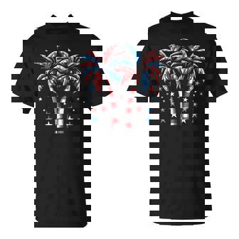 Patriotic American Palm Trees Usa Flag Summer 4Th Of July T-Shirt - Thegiftio