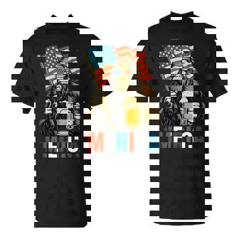 Patriotic Bigfoot Holding Beer With Usa Flag For July 4Th T-Shirt | Mazezy