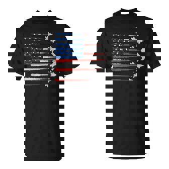 Patriotic Fighter Jets Usa Flag Red White & Blue 4Th Of July T-Shirt - Monsterry