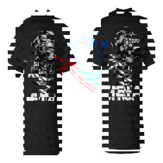 Patriotic Labrador Retriever Dog Merica 4Th Of July Usa Flag T-Shirt - Thegiftio
